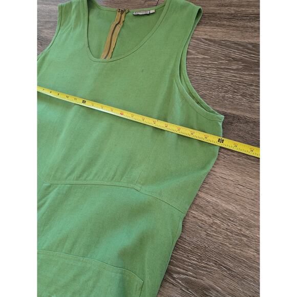 Draped Green Cotton Balloon Dress Size XL Cottagecore Artsy Lagenlook Style - Picture 7 of 8
